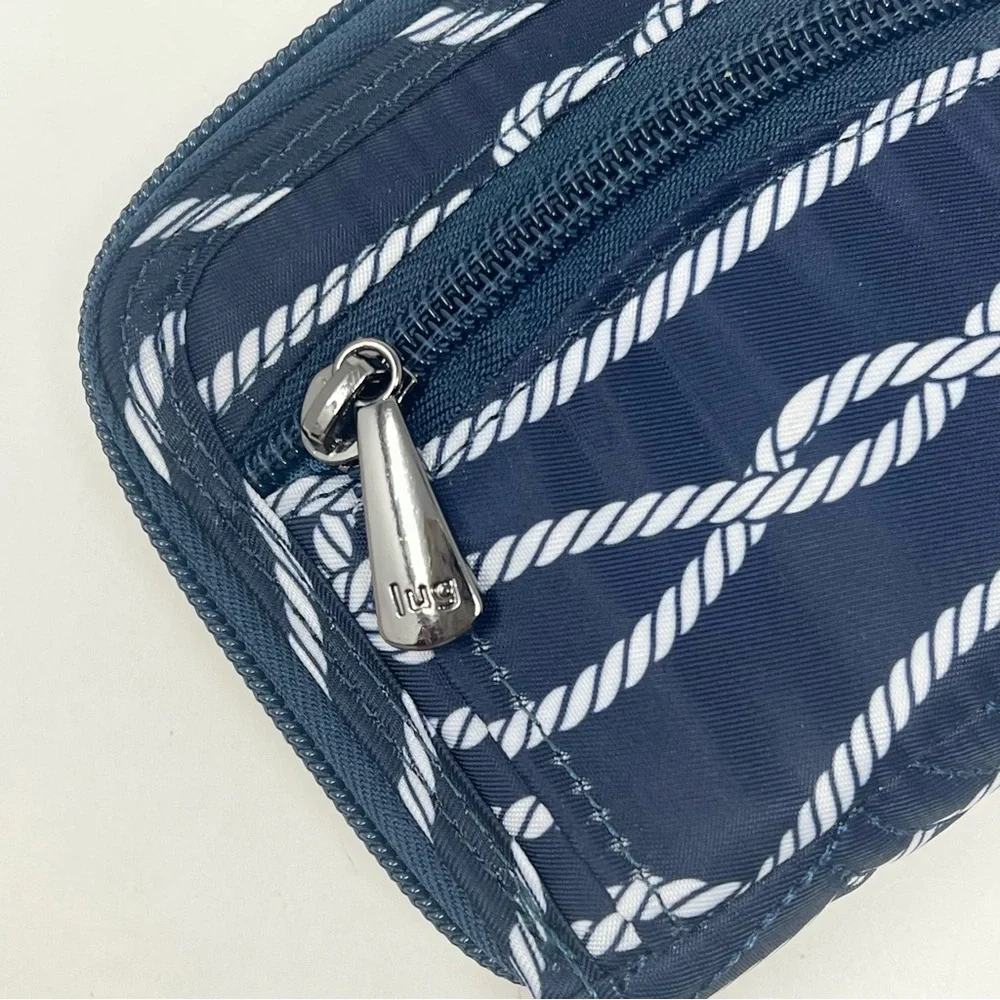 Lug Splitz Compact Wallet Zip Around Wallet RFID Quilted Nautical Knot Pattern